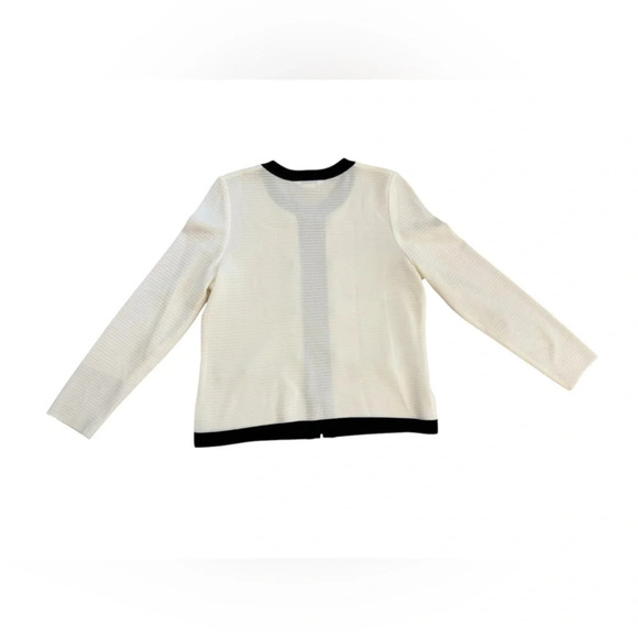 MISOOK White & Black Zip Jacket Cardigan with Brown/Brass Button Detail Size M - Picture 6 of 10